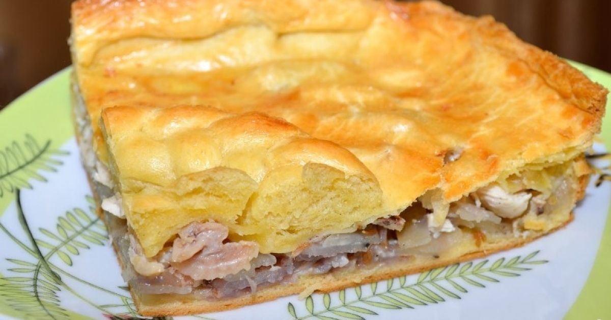 Пирог с курицей и грибами картошкой рецепт пошагово 125
