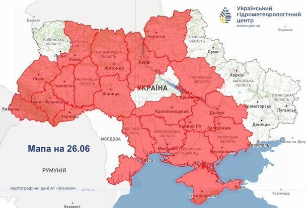 Попередження про пожежну небезпеку в Україні. / © Укргідрометцентр