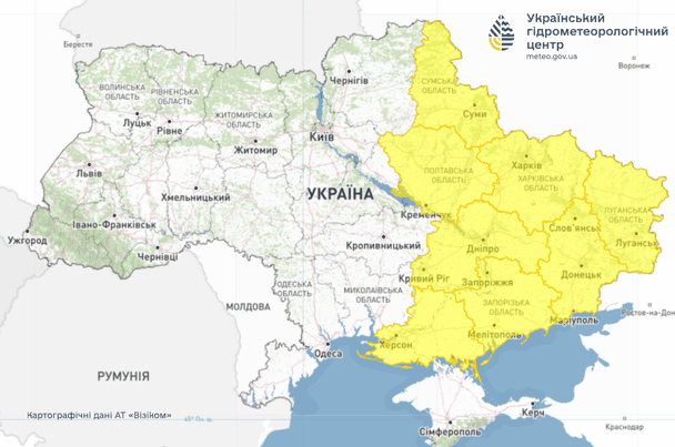 Попередження про небезпечні метеорологічні явища в Україні 9 липня. / © Укргідрометцентр