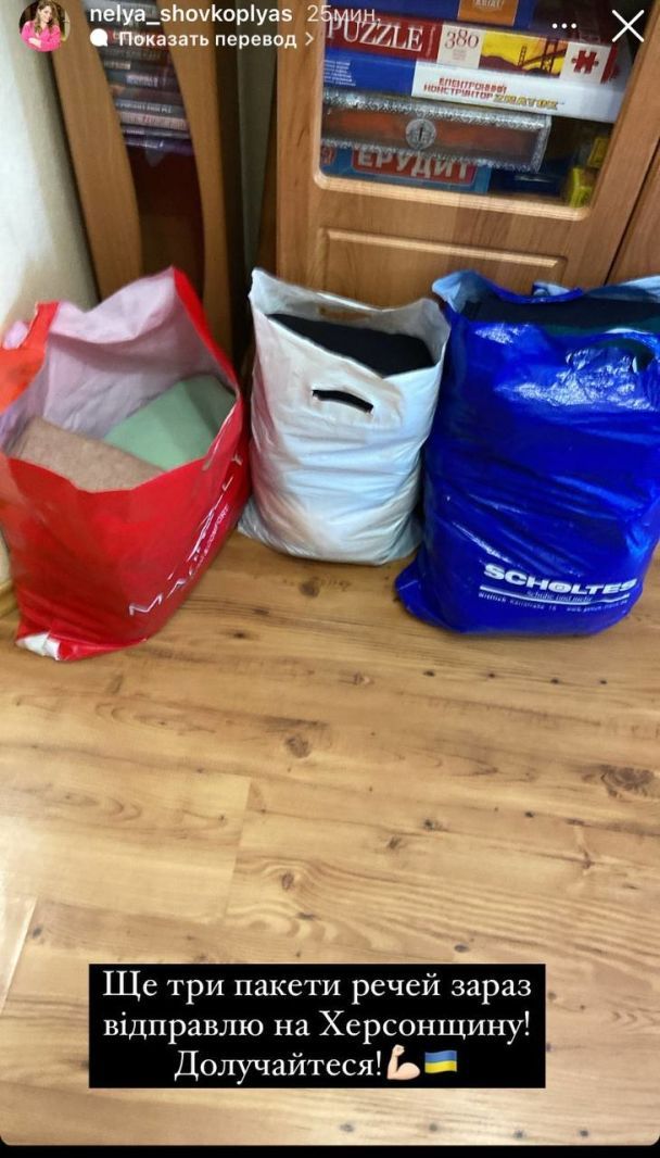 Неля Шовкопляс собрала помощь для жителей Херсона / © instagram.com/nelya_shovkoplas