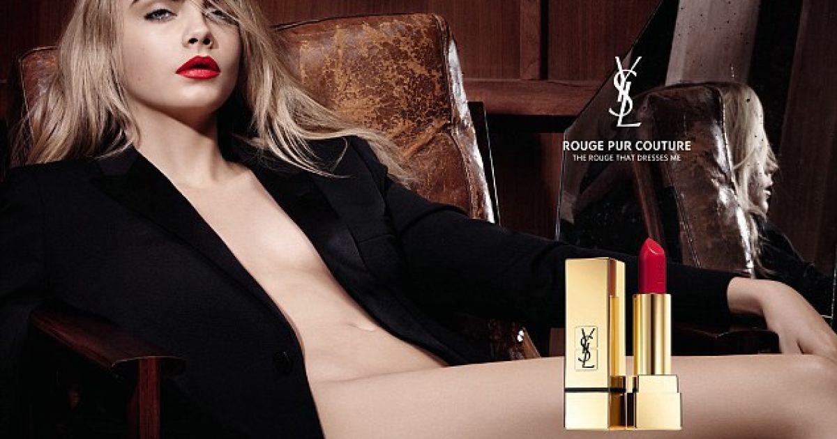 Кара Делевинь в рекламной кампании помад Yves Saint Laurent