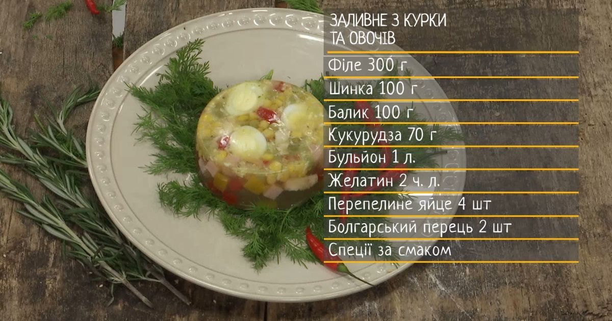Ингредиенты для «Заливное в яйцах»:
