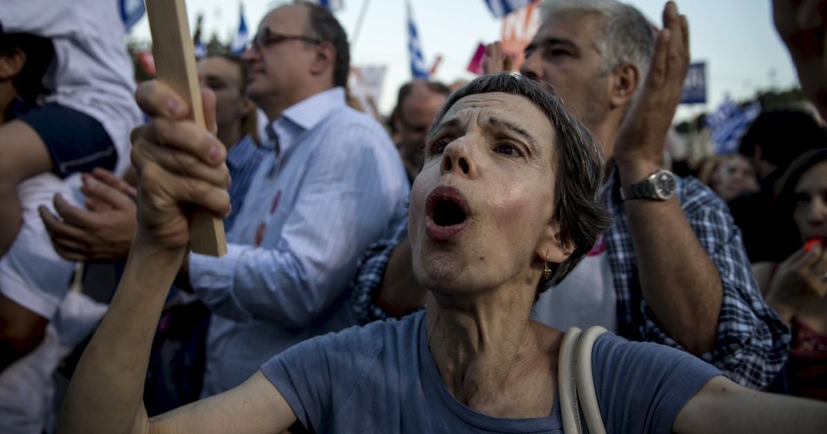 Проевропейский митинг сторонников условий кредитования Греции. / © Reuters