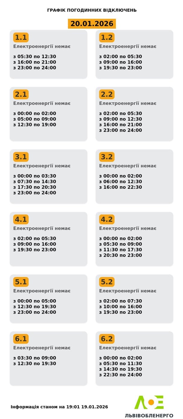 Графіки відключення світла в Львівській області / © соцмережі