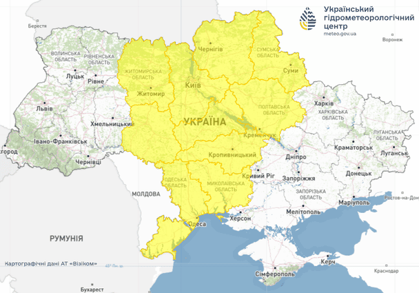 Попередження про небезпечні метеорологічні явища по Україні. 