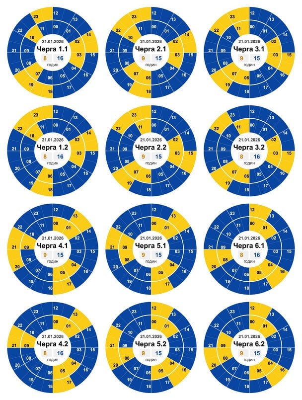 Графік відключення світла на Кіровоградщині 21 січня