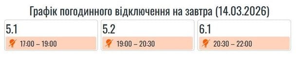 График отключения света на Прикарпатье 14 марта