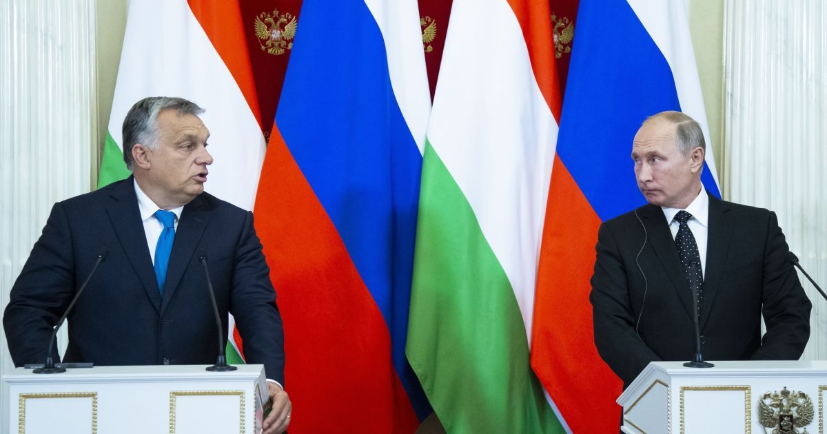 Угорський прем'єр Віктор Орбан та російський президент-диктатор Володимир Путін