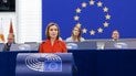 Выступление президента Санду в Европейском парламенте. Фото: presedinte.md