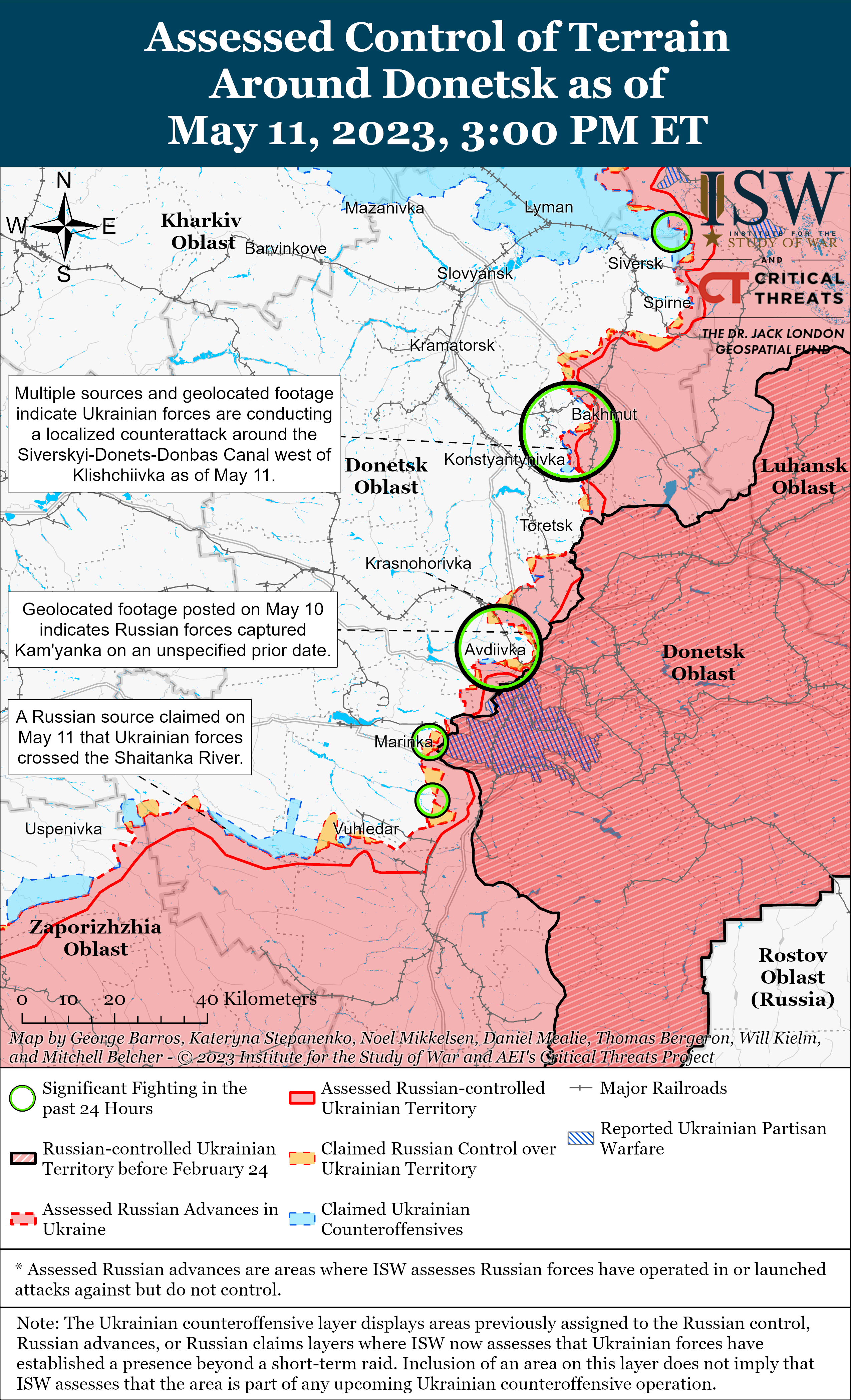 Ситуація на Донеччині. Карта боїв ISW. / © 