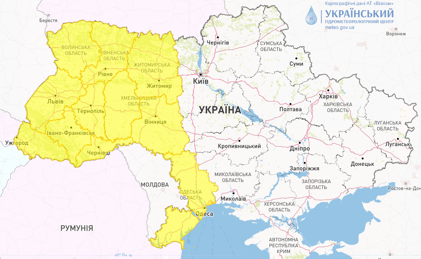 У понеділок, 19 червня, у низці областей будуть грози. Карта. / © Укргідрометцентр