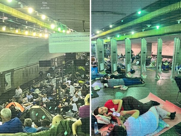 Метро у Києві цієї ночі під час масованої атаки  / © "Украина Сейчас" в Telegram