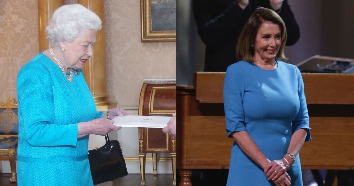 Битва голубых платьев: 92-летняя королева Елизавета II vs 78-летняя Нэнси Пелоси