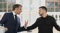 Президент Франції  Еммануель Макрон та президент України Володимир Зеленський