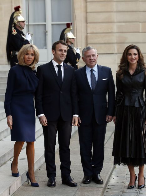 Королева Ранія, король Абдалла II, президент Франції Еммануель Макрон і перша леді Бріжит Макрон / © Associated Press