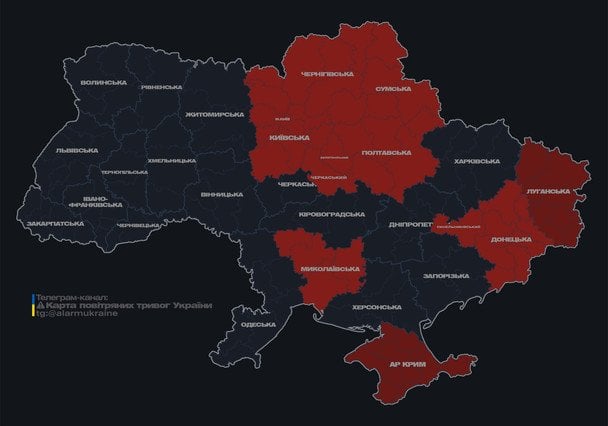 Карта тревог на 08:40 четверга, 22 мая.