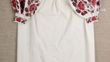 Сорочка жіноча додільна вишита. 1908 р. Київська обл., Васильківський р-н, с. Мала Салтанівка. Крамне полотно, заполоч; хрестик, зубці, рясування, пухлики / © Музей Івана Гончара