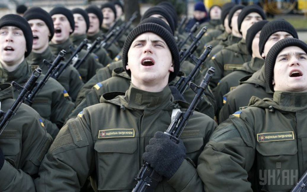 Военнослужащие Национальной гвардии Украины приняли военную присягу на верность украинскому народу в Киеве. / © УНИАН