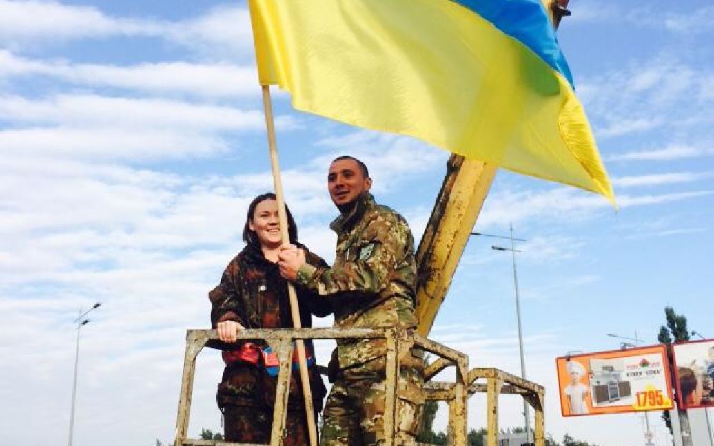 В Киеве появилась композиция с украинским флагом над Кремлем / © ТСН.ua