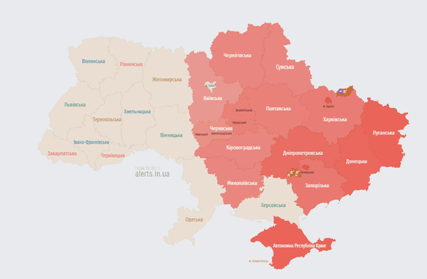 Карта повітряних тривог 15 квітня