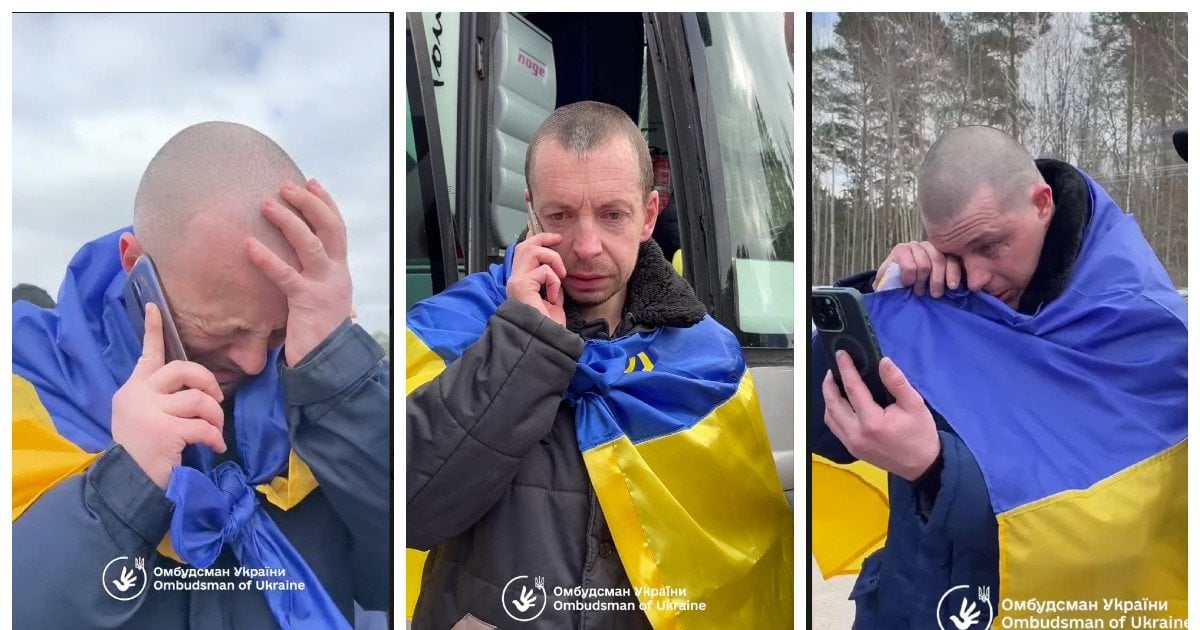 Перші хвилини після обміну військовополоненими