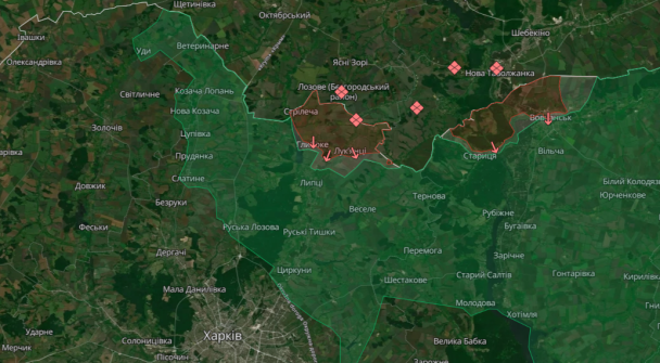 L'offensiva della Federazione Russa nel nord della regione di Kharkiv sulla mappa / © Deepstatemap