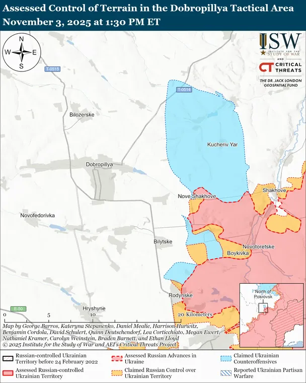 Ситуація біля Добропілля. Мапи ISW.