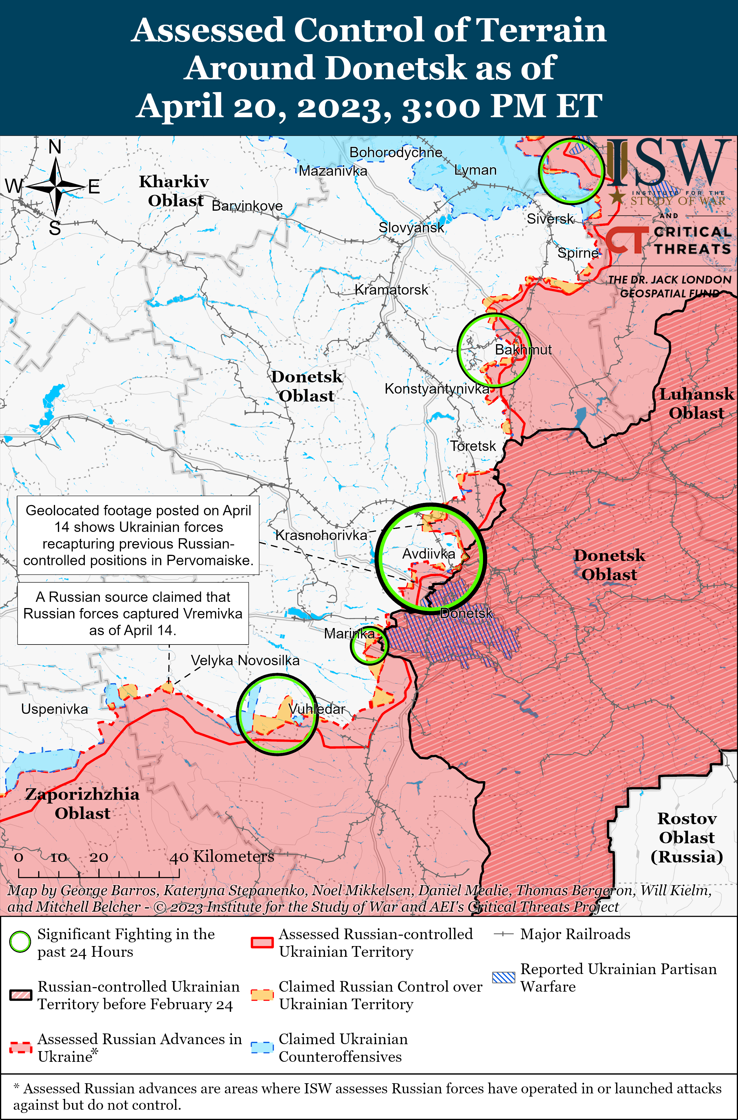 Карта боїв на Донеччині. Фото: ISW. / © 