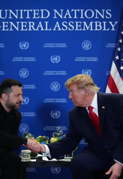 Дональд Трамп і Володимир Зеленський на сьогоднішній зустрічі, 22 вересня