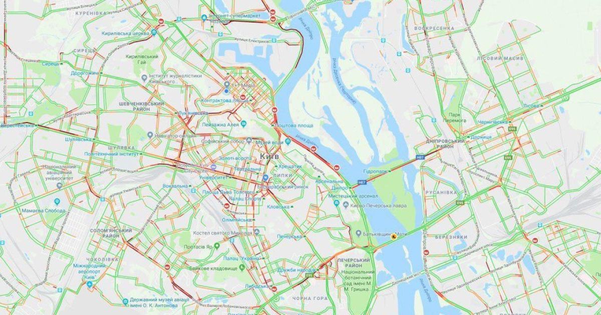 Пробки в Киеве вечером 18 июля