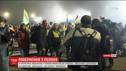 Освобожденных из плена украинских военных осматривают врачи центрального госпиталя