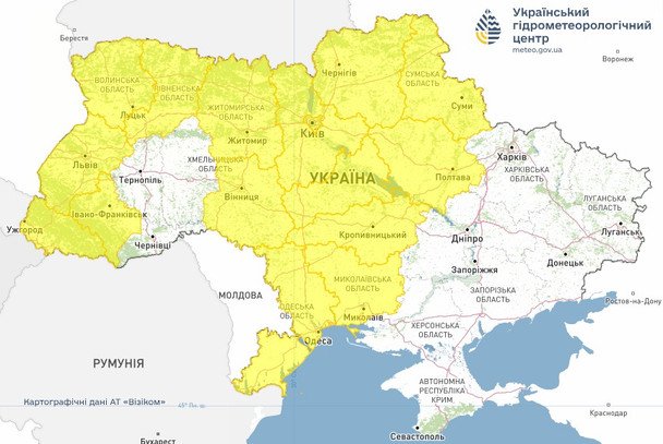 Предупреждение об опасных метеорологических явлениях в Украине. / © Укргидрометцентр
