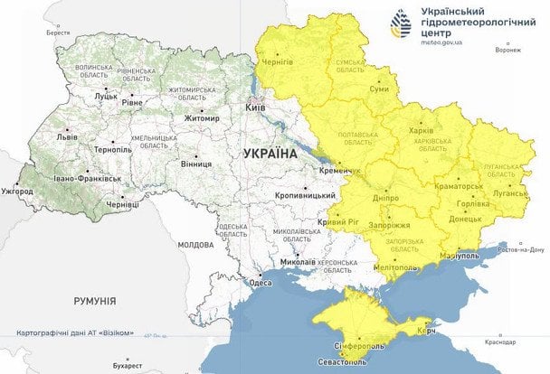 Синоптики предупреждают об опасных метеорологических явлениях 23 сентября в нескольких областях Украины / © Укргидрометцентр