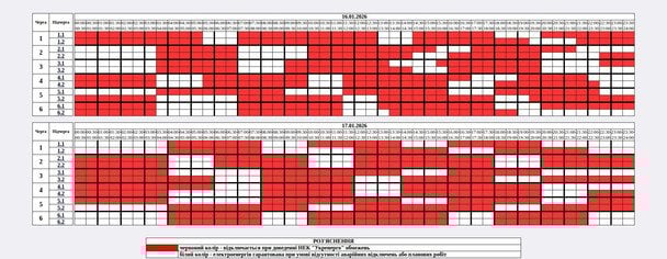 Графік відключення світла на Житомирщині 17 січня