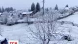 На Прикарпатье ночью выпал лапатый снег