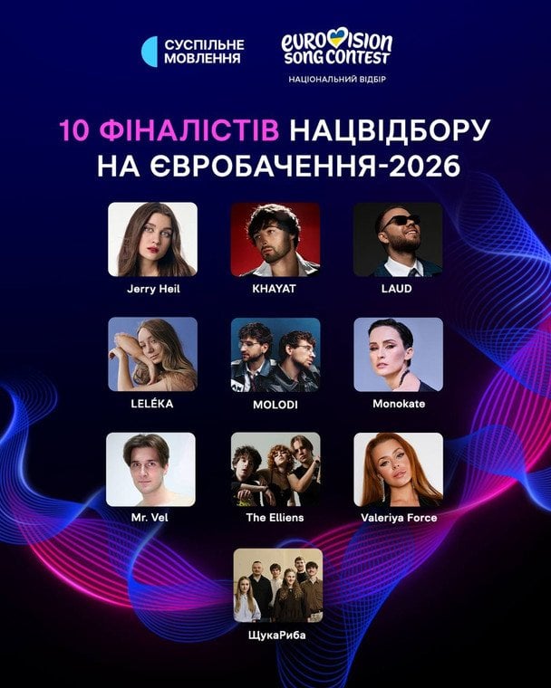Фіналісти нацвідбору на "Євробачення-2026" / © t.me/suspilne_eurovision_ukraine