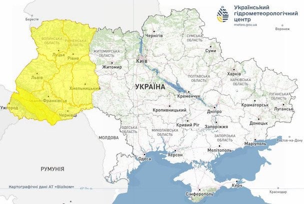 Предупреждение об опасных метеорологических явлениях по Украине / © Укргидрометцентр