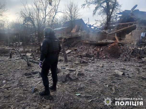 Наслідки атаки на Костянтинівку 22 лютого / © Національна поліція України