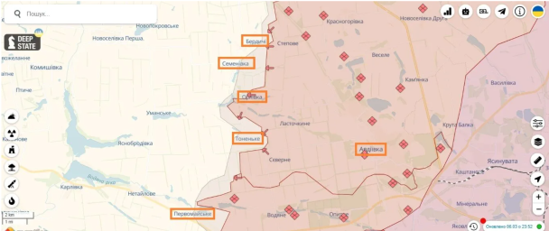 Бердичі, Орлівка, Тоненьке, Первомайське / Фото: DeepStateMAP / ©