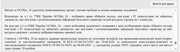 Вирок суду / © Єдиний державний реєстр судових рішень
