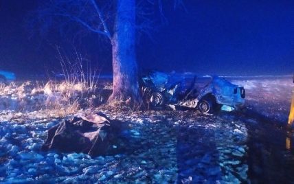 В Житомирской области автомобиль влетел в дерево и загорелся — погибли три человека