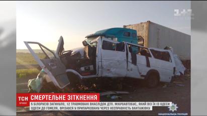 В Николаевской области микроавтобус с белорусскими туристами врезался в грузовик, пятеро погибших