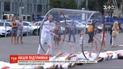 В Днепре местные актеры устроили перфоманс в поддержку Беларуси