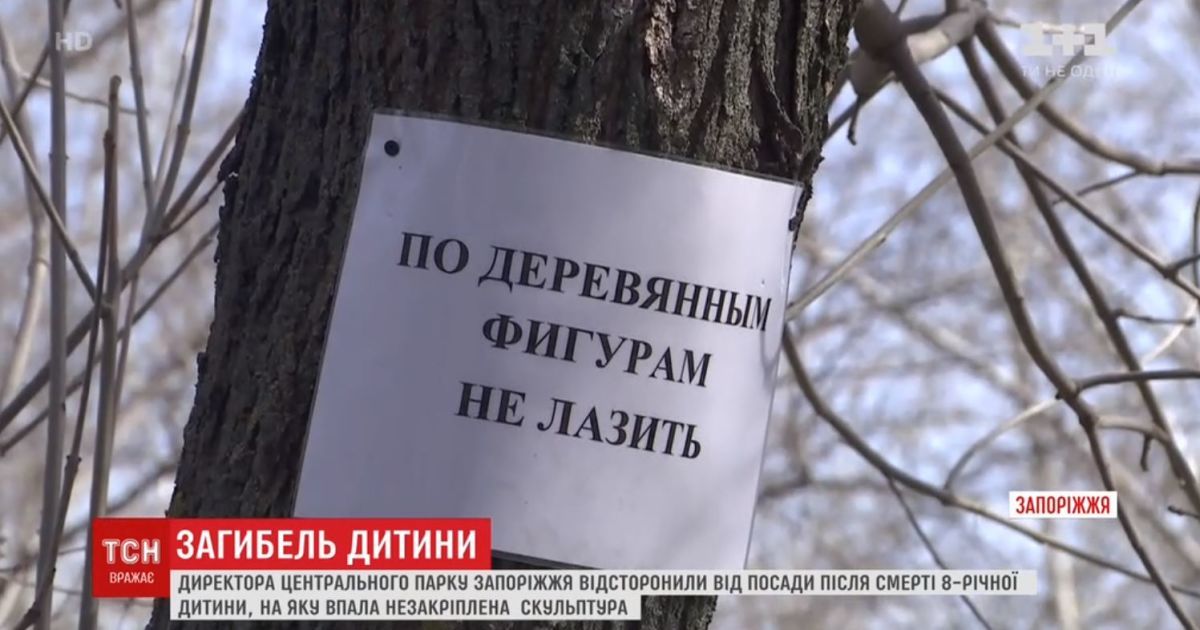 Директора парка в Запорожье, в котором скульптура убила ребенка, отстранили от работы