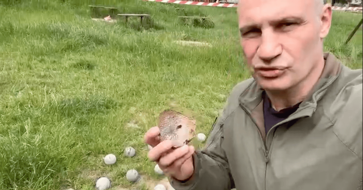 Мэр Киева Виталий Кличко показал кассетные боеприпасы, которыми враг атаковал столицу