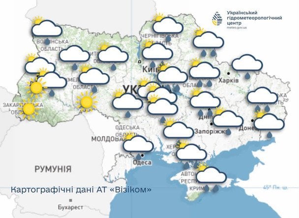 Карта температур в Украине 6 сентября / © Укргидрометцентр
