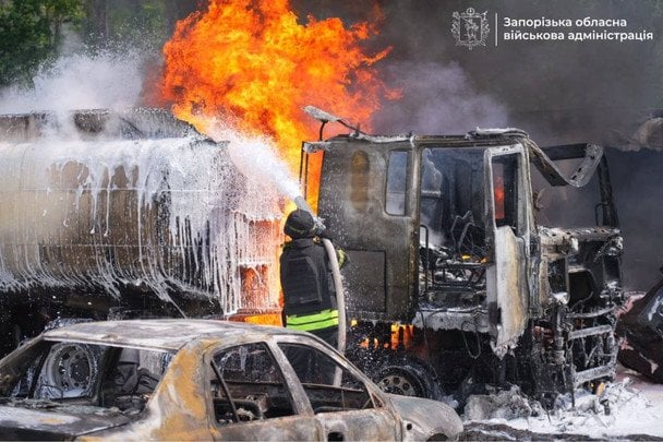 Сегодня утром россияне атаковали БпЛА Запорожья. / © Запорожская ОВА