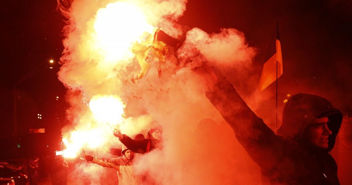 В Киеве прошло факельное шествие в честь Дня Соборности Украины. / © УНИАН