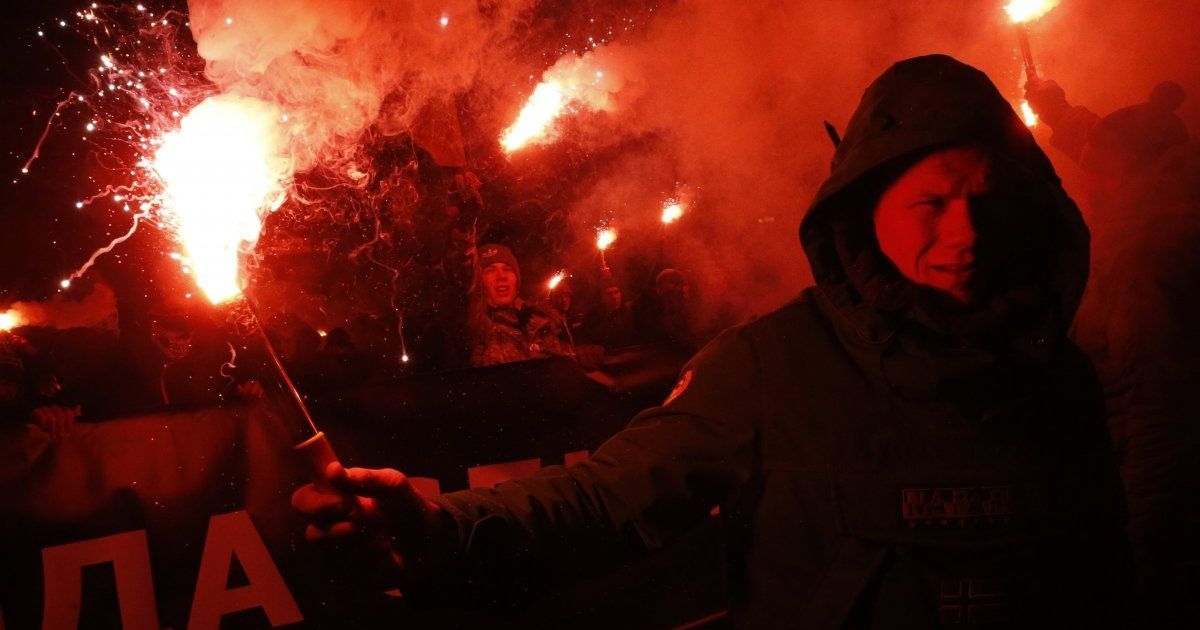 В Киеве прошло факельное шествие в честь Дня Соборности Украины. / © УНИАН