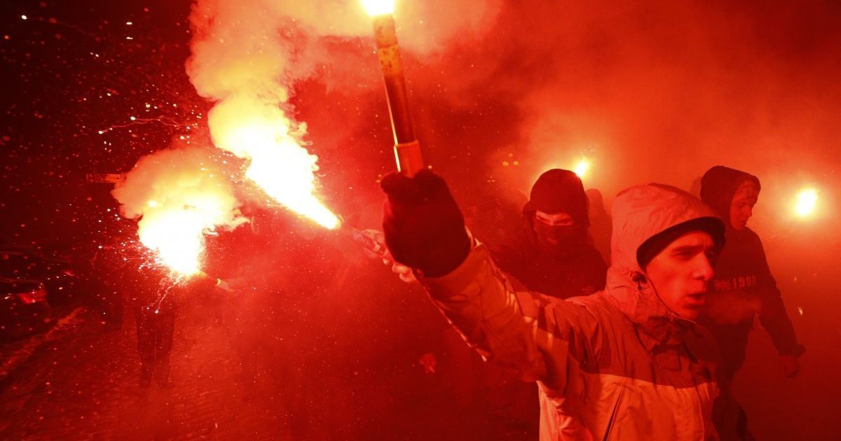 В Киеве прошло факельное шествие в честь Дня Соборности Украины. / © УНИАН